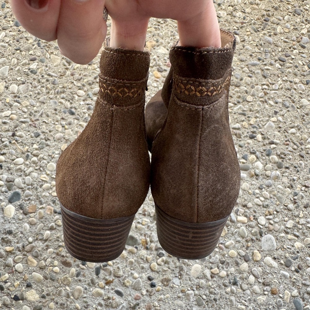 Clarks Collection Ankle Boots Womens 8 Brown Suede Zip Booties Block Heel UK 5.5 - Picture 6 of 8